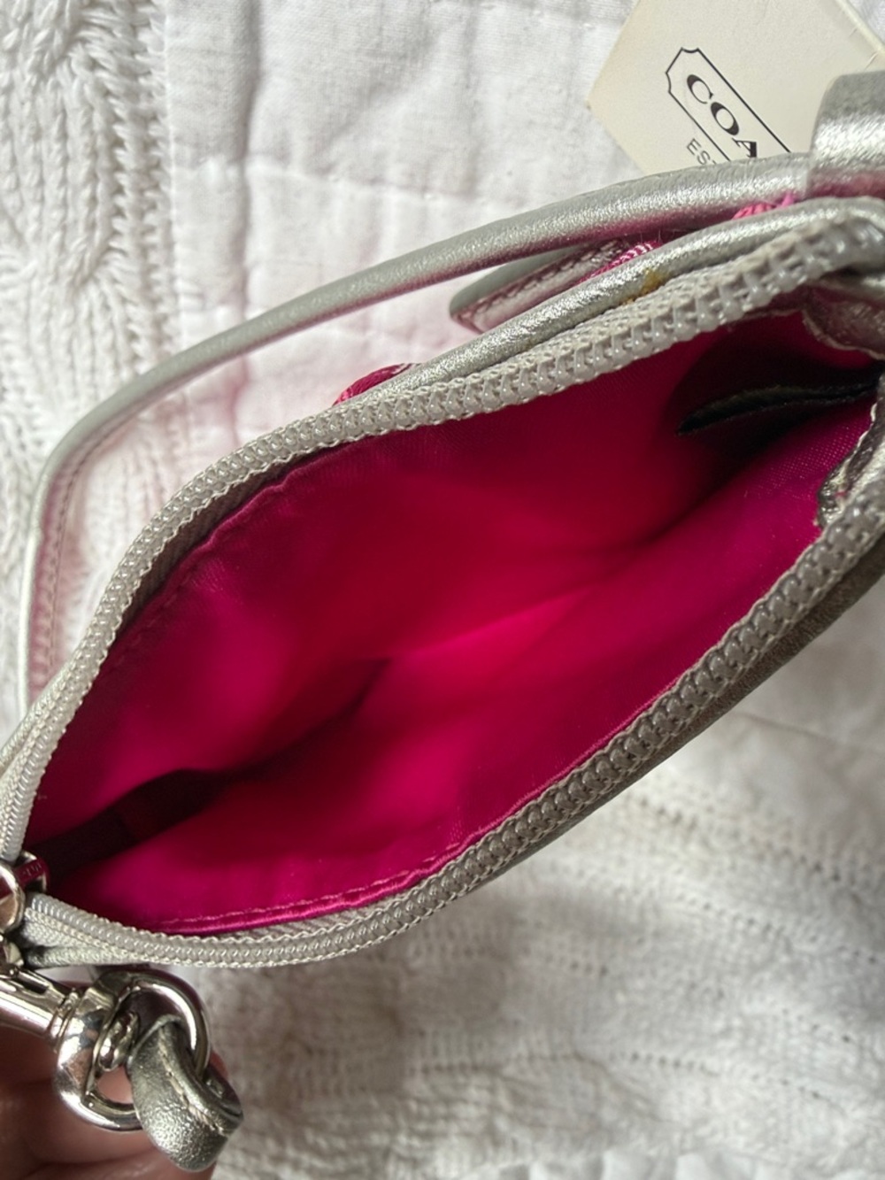 Coach Metallic Pink Signature Wristlet - Picture 5 of 9